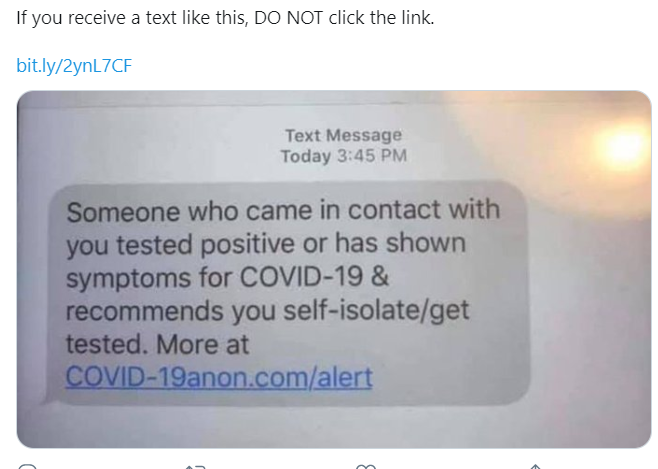 covid text scam